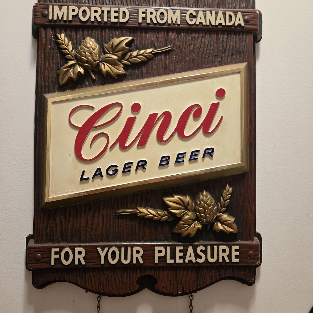 NWOT Vintage 1960's-1970's Cinci Lager Beer 11×19 Wall Sign